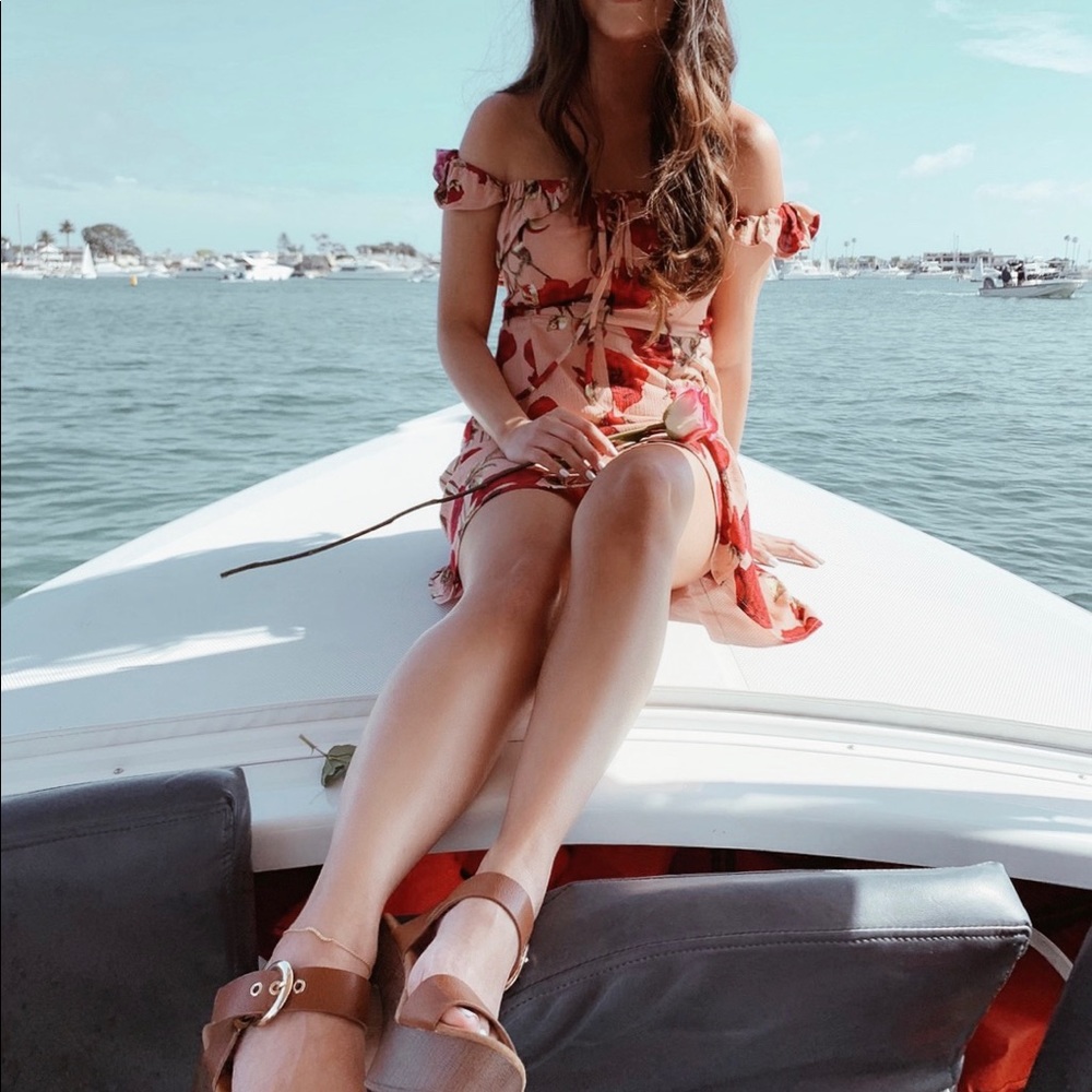 Off-the Shoulder Rose Mini Dress